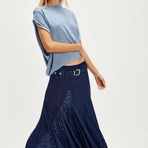 Free People Navy Maxi Skirt